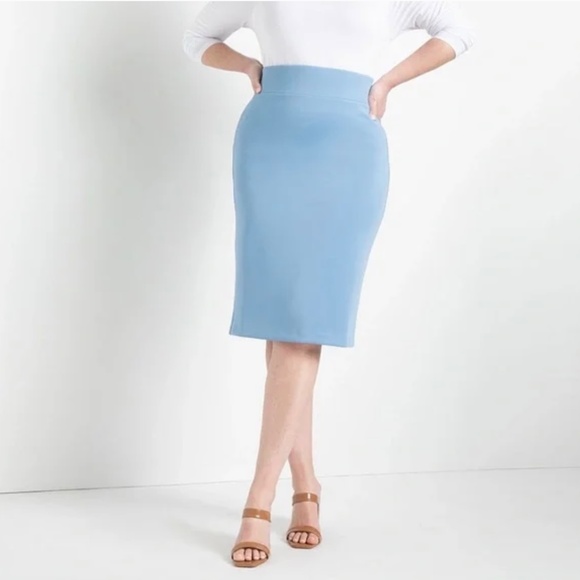 Eloquii Light Blue Neoprene Pencil Skirt, Size 20 - Picture 1 of 4
